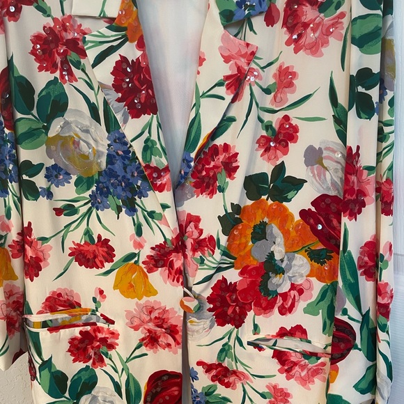 Mary Ann Restivo Women’s Vintage Floral Silk  One Button Blazer-90’s-Sz 4-EUC - Picture 11 of 14